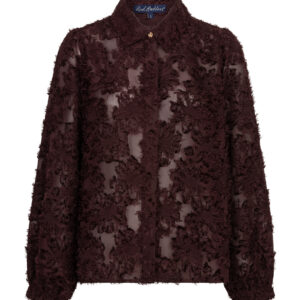 Red Button Blouse fringes, Bordeauxrood